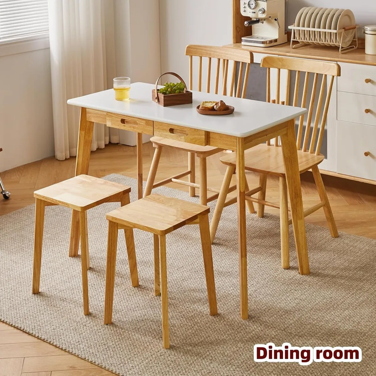 Small Computer Table Wood Writing Desk with Drawer - Image 4