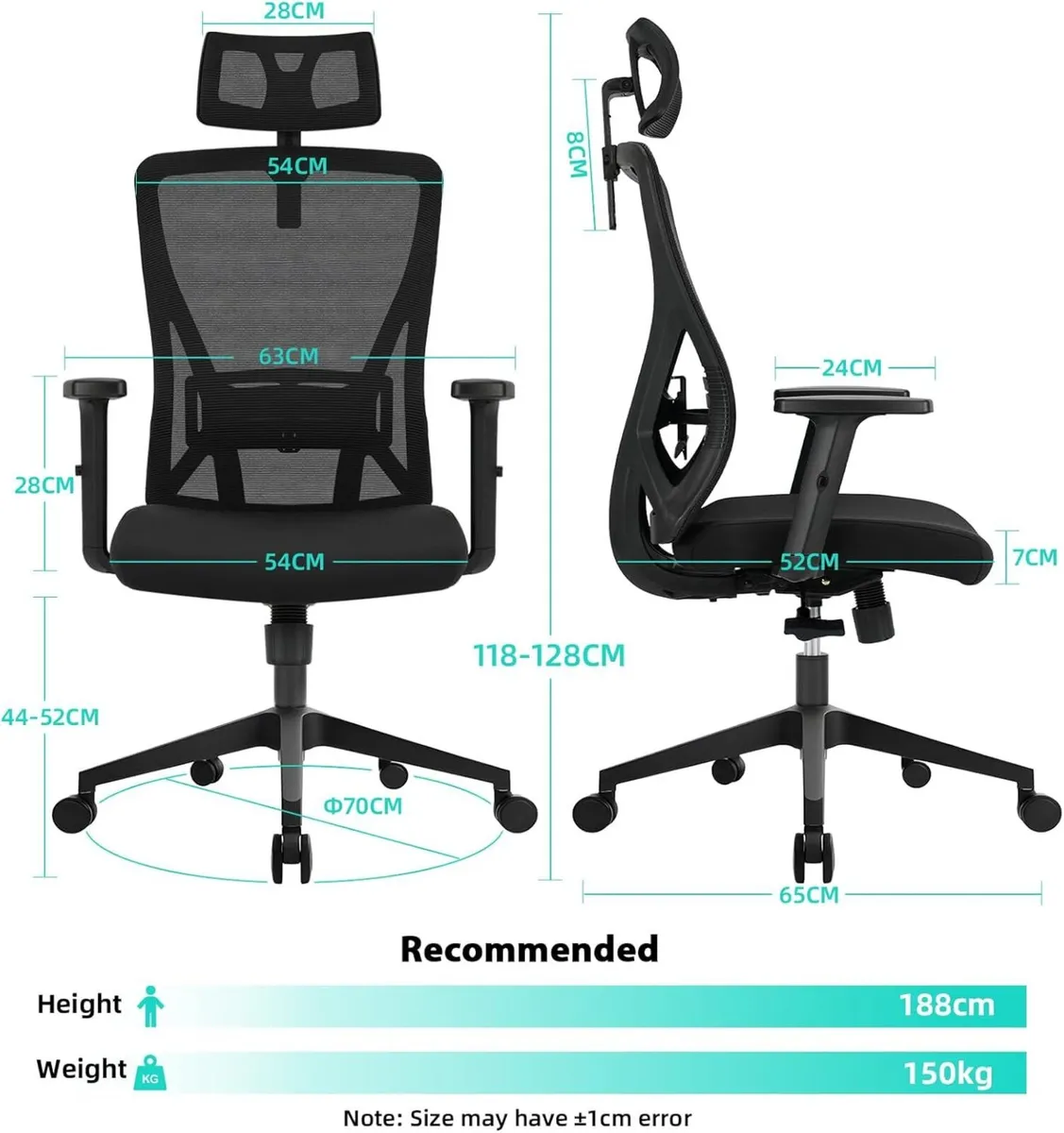 Ergonomic Office Chair Desk with Adjustable - Image 2