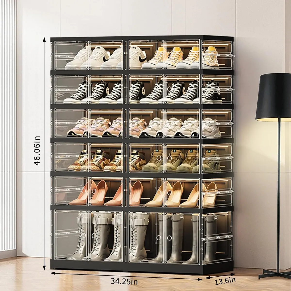 6 Tier Foldable Shoe Rack Folding Storage Boxes - Image 2