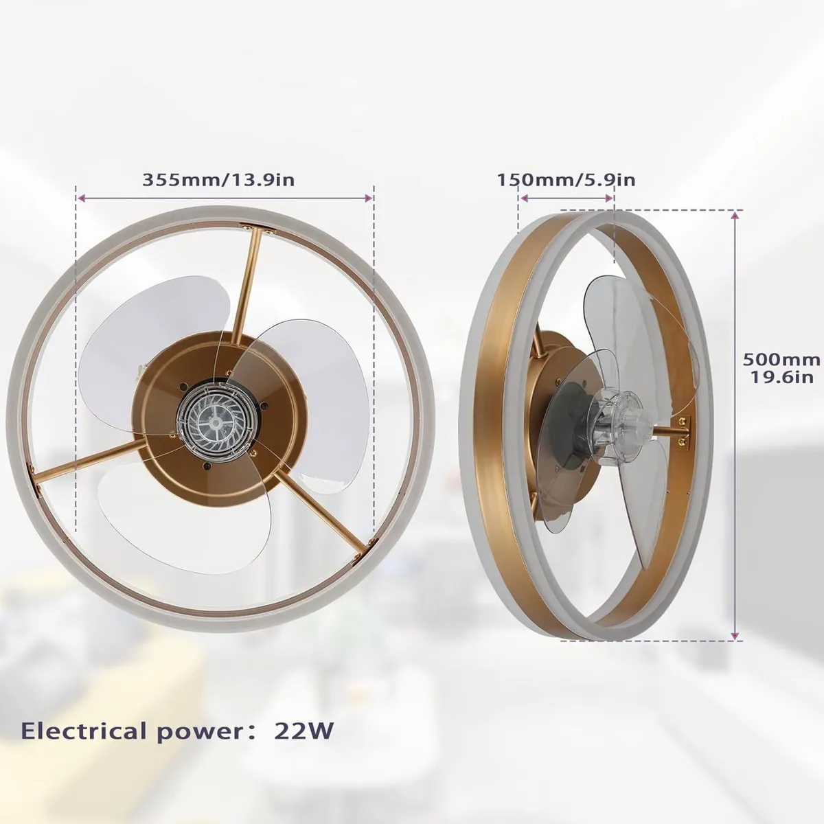 20" Flush Mount Ceiling Fan with LED Lights - Image 3