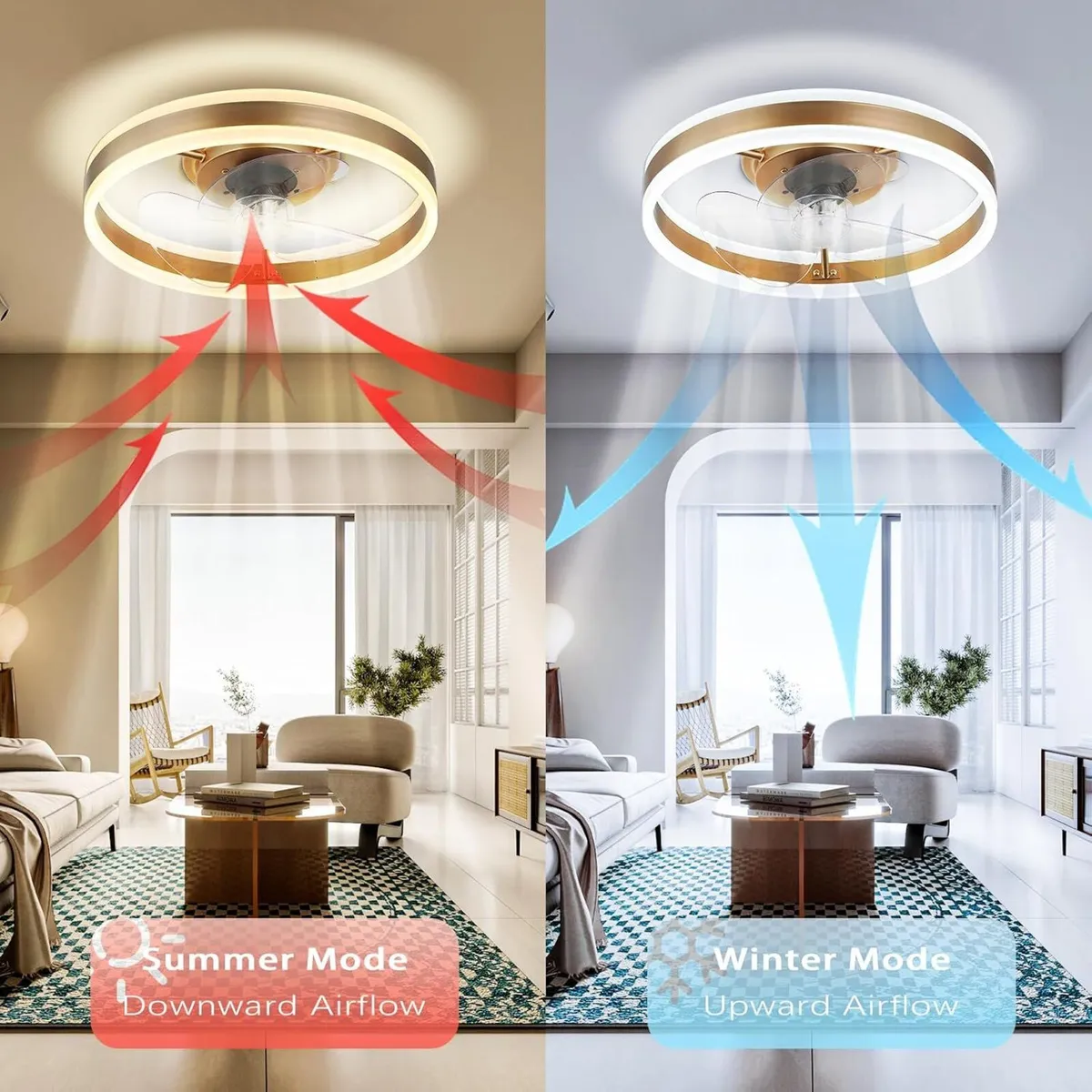 20" Flush Mount Ceiling Fan with LED Lights - Image 4