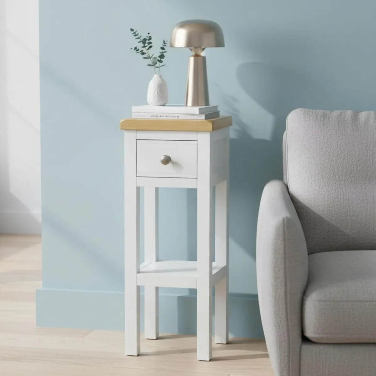 Small Side Table with Drawer Painted Console - Image 1