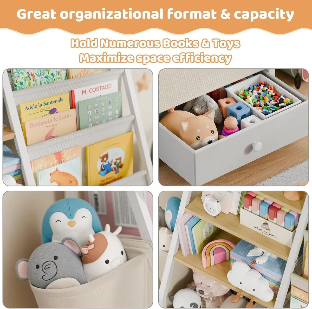 Kids Bookshelf with Toy Storage Toddler Drawer - Image 3