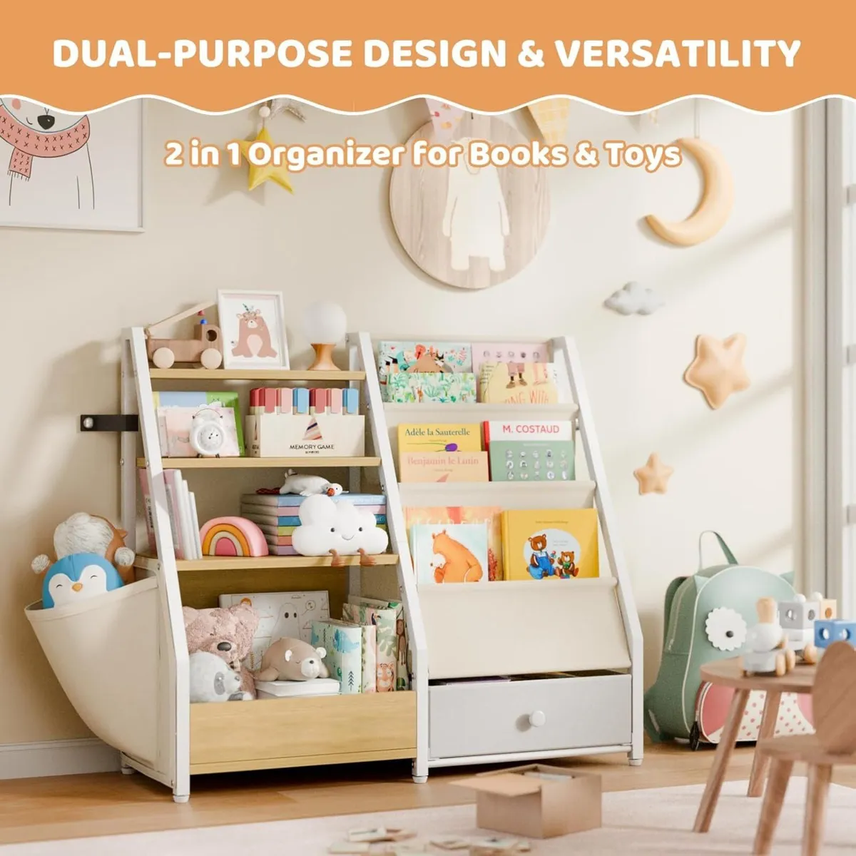 Kids Bookshelf with Toy Storage Toddler Drawer - Image 4