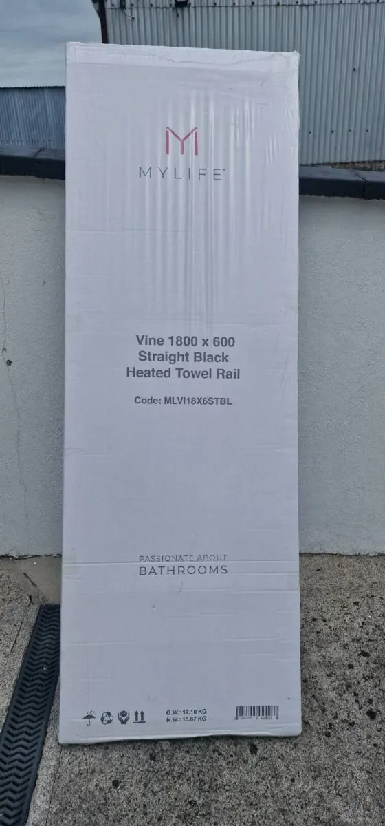 MyLife Vine Black Heated Towel Rail 1800 x 600 – N - Image 2