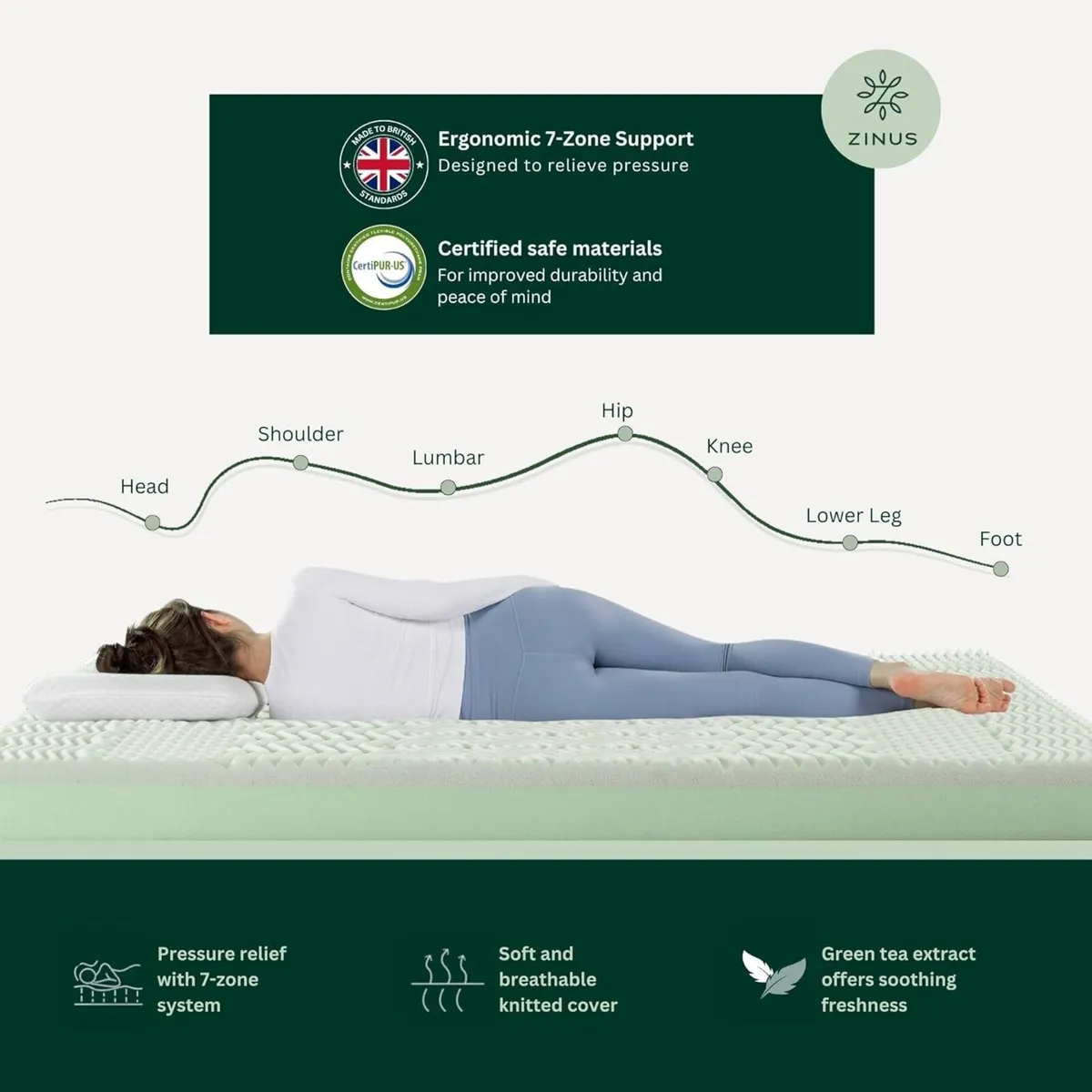 Mattress Memory Foam Infused with Tea 8'' Height - Image 4