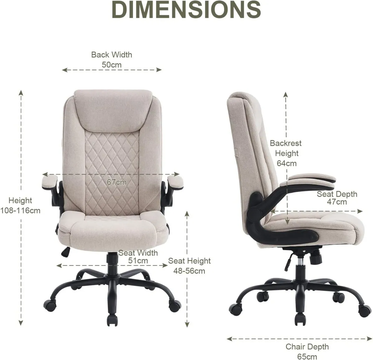 Ergonomic Office Chair Fabric Desk Chairs for Home - Image 2