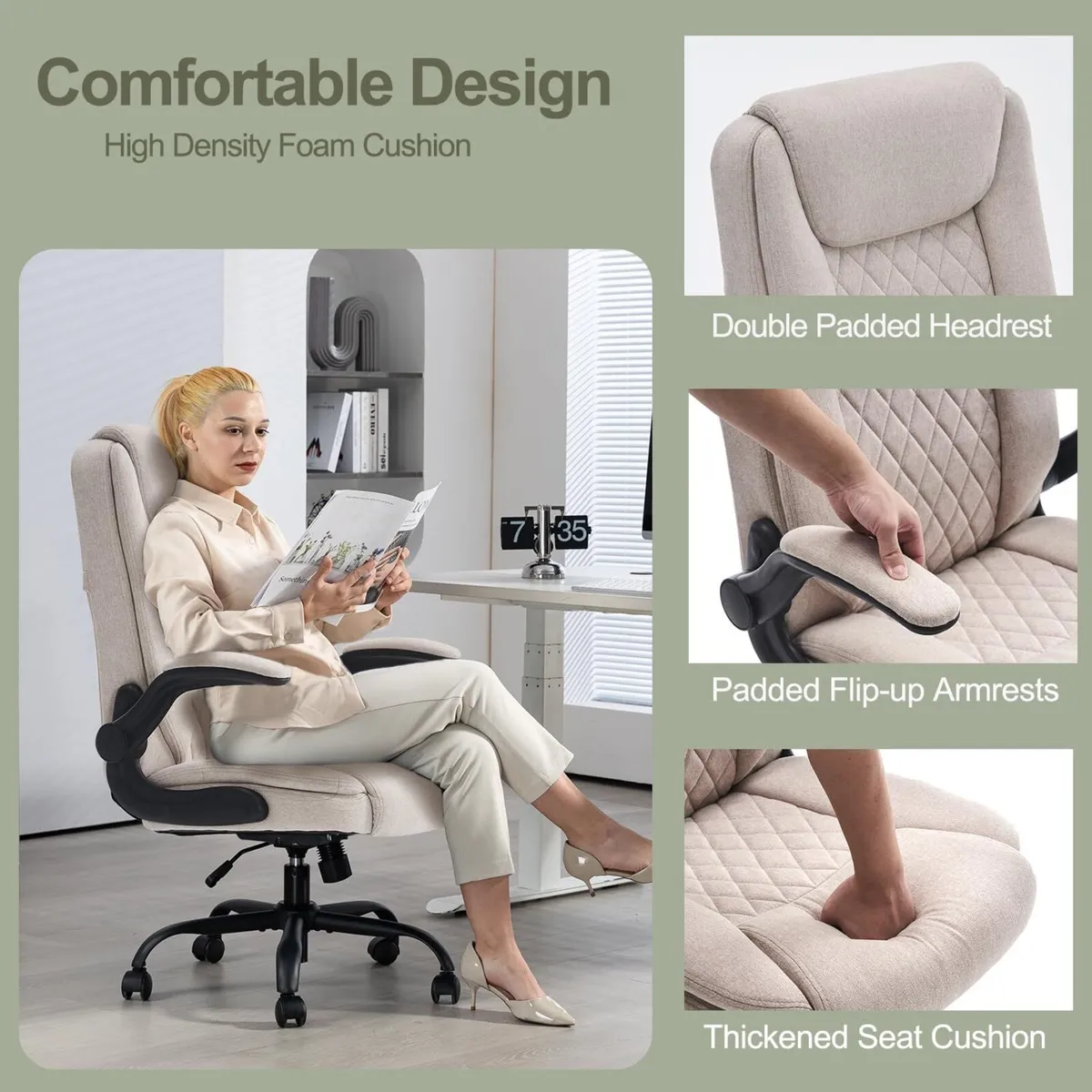 Ergonomic Office Chair Fabric Desk Chairs for Home - Image 4
