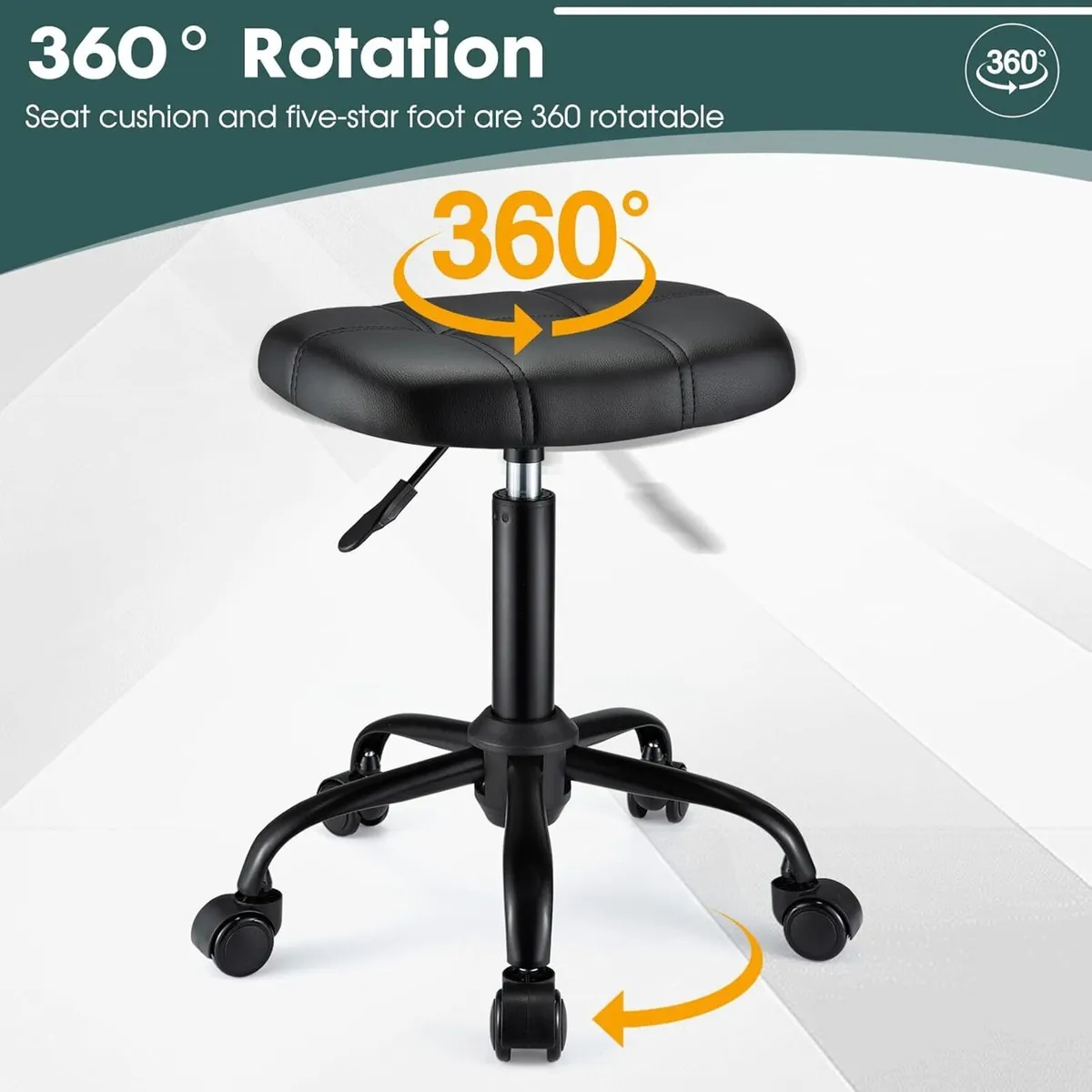 Square Rolling Stool with Wheels Height - Image 4