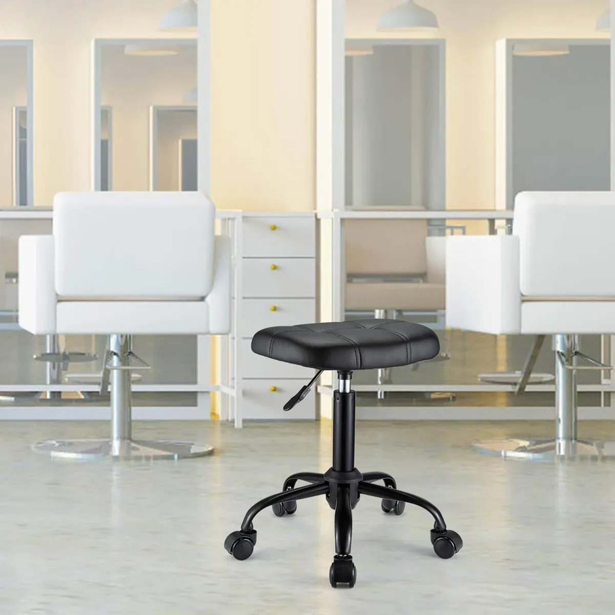Square Rolling Stool with Wheels Height - Image 2
