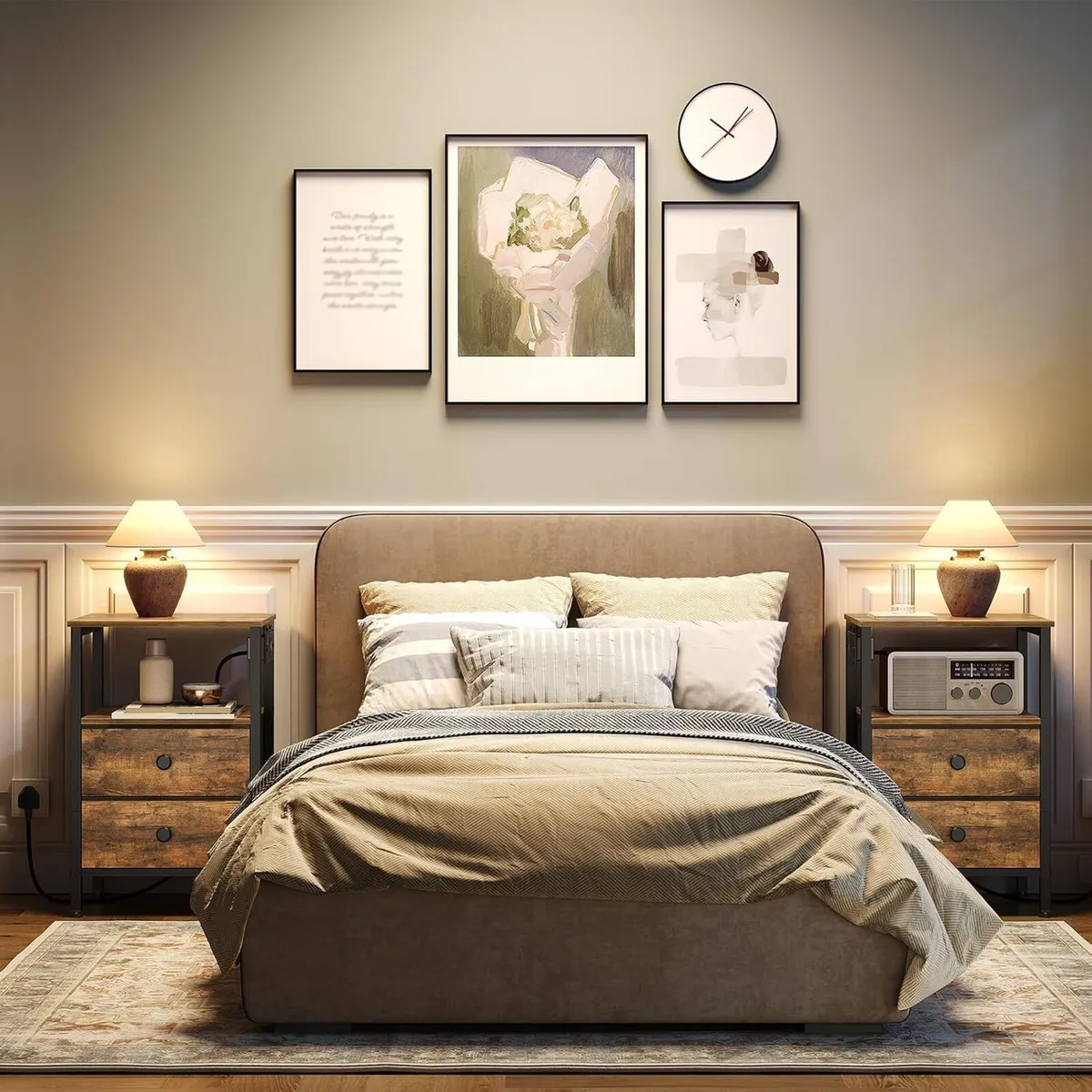 Bedside Tables with Charging Station Nightstands - Image 2