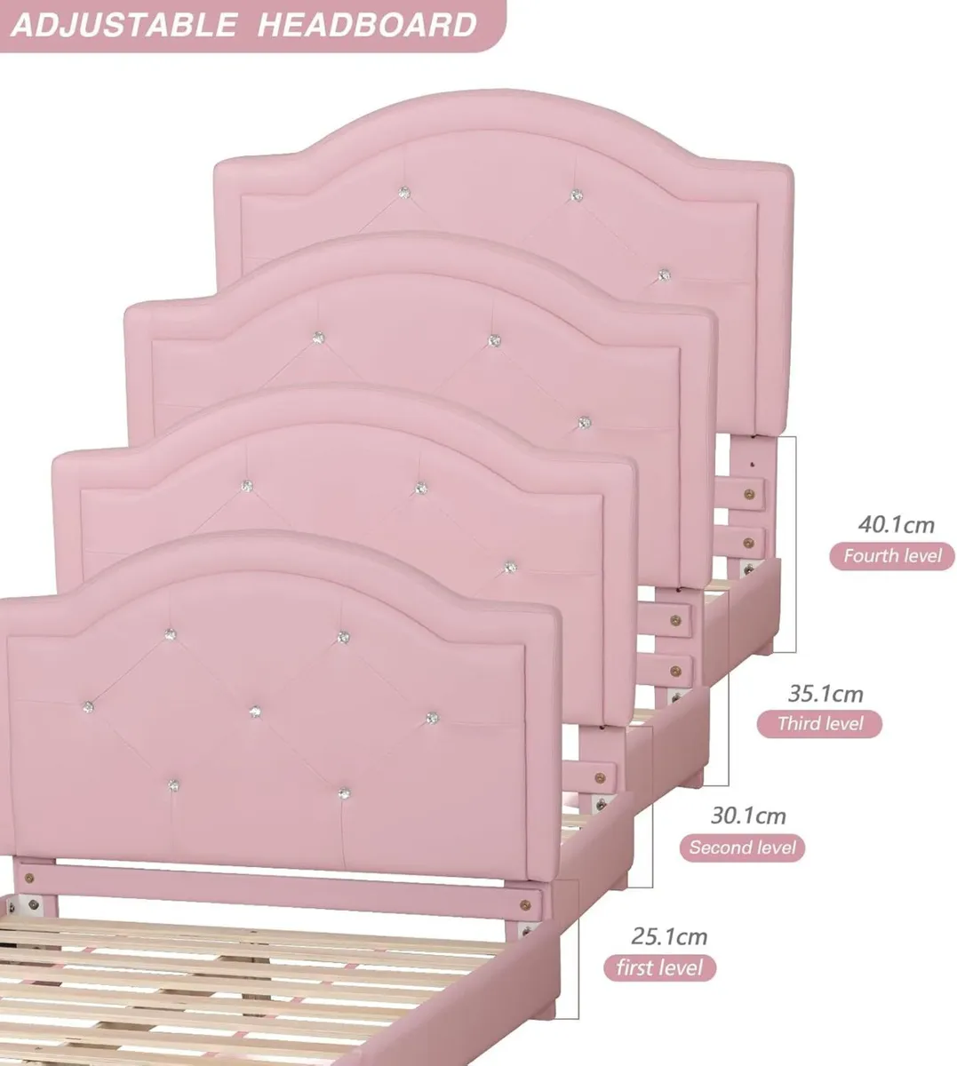 Kids Bed Frame Pvc Leather Children's Toddler - Image 3