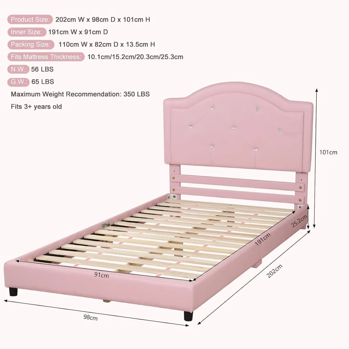 Kids Bed Frame Pvc Leather Children's Toddler - Image 2
