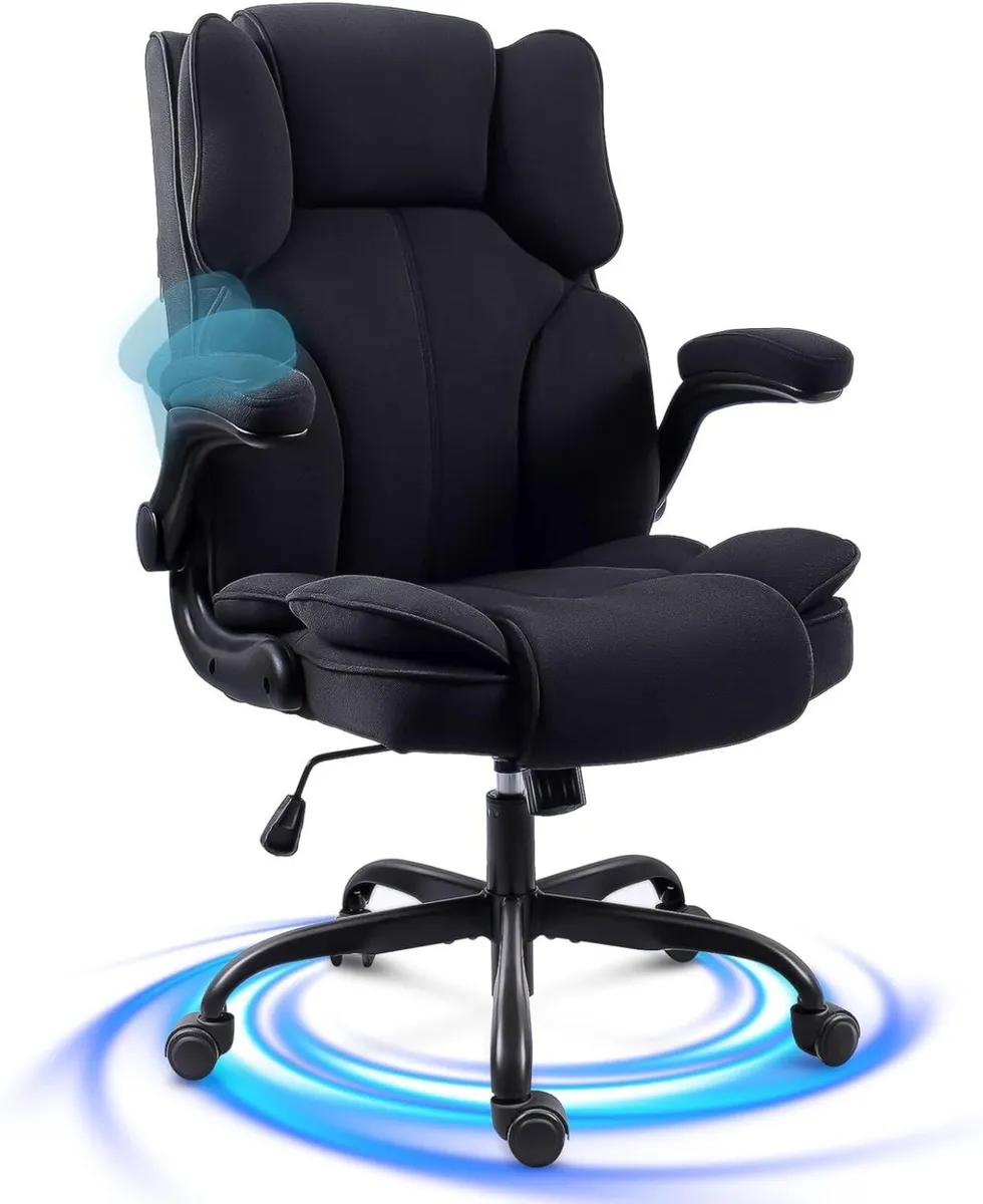 Office Chair Fabric Desk with Flip-Up Armrest - Image 1
