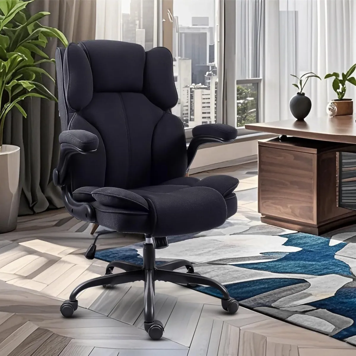 Office Chair Fabric Desk with Flip-Up Armrest - Image 2
