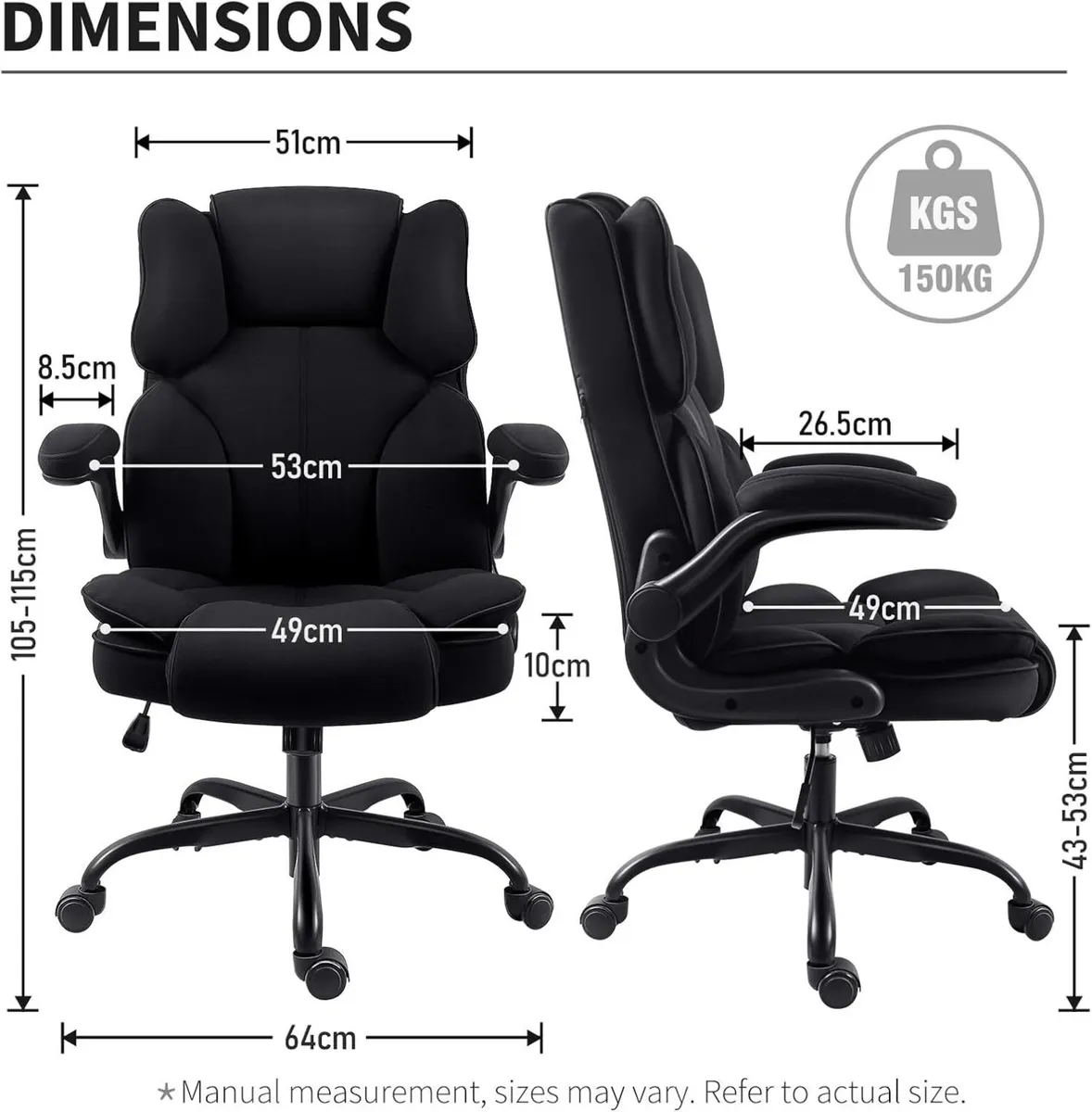 Office Chair Fabric Desk with Flip-Up Armrest - Image 3