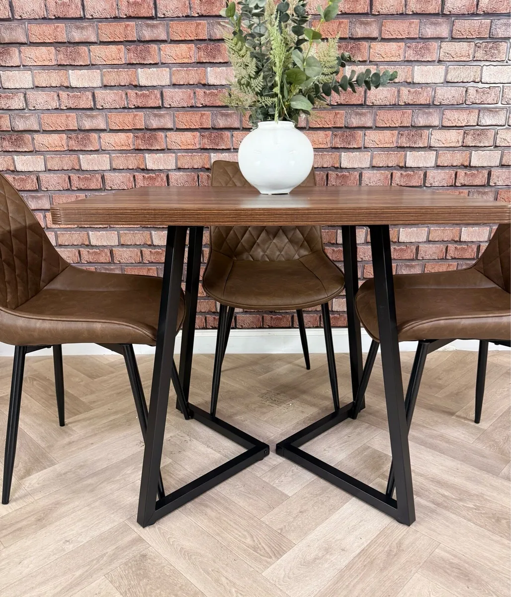 New walnut finish dining table & 4 chairs - Image 4