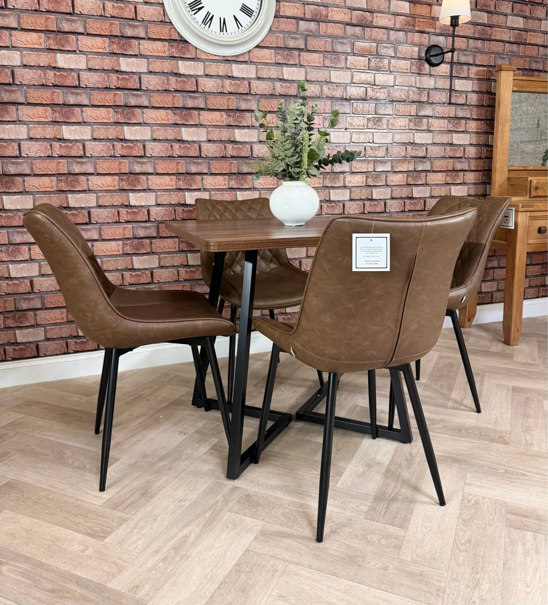 New walnut finish dining table & 4 chairs - Image 1