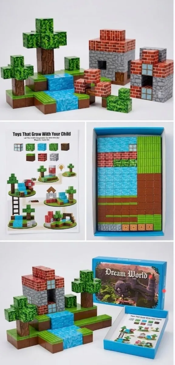 208 Pcs Magnetic Building Block Cubes – Minecraft - Image 2
