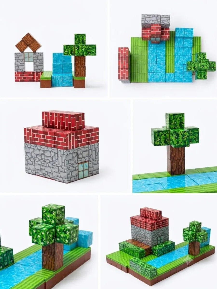 208 Pcs Magnetic Building Block Cubes – Minecraft - Image 4