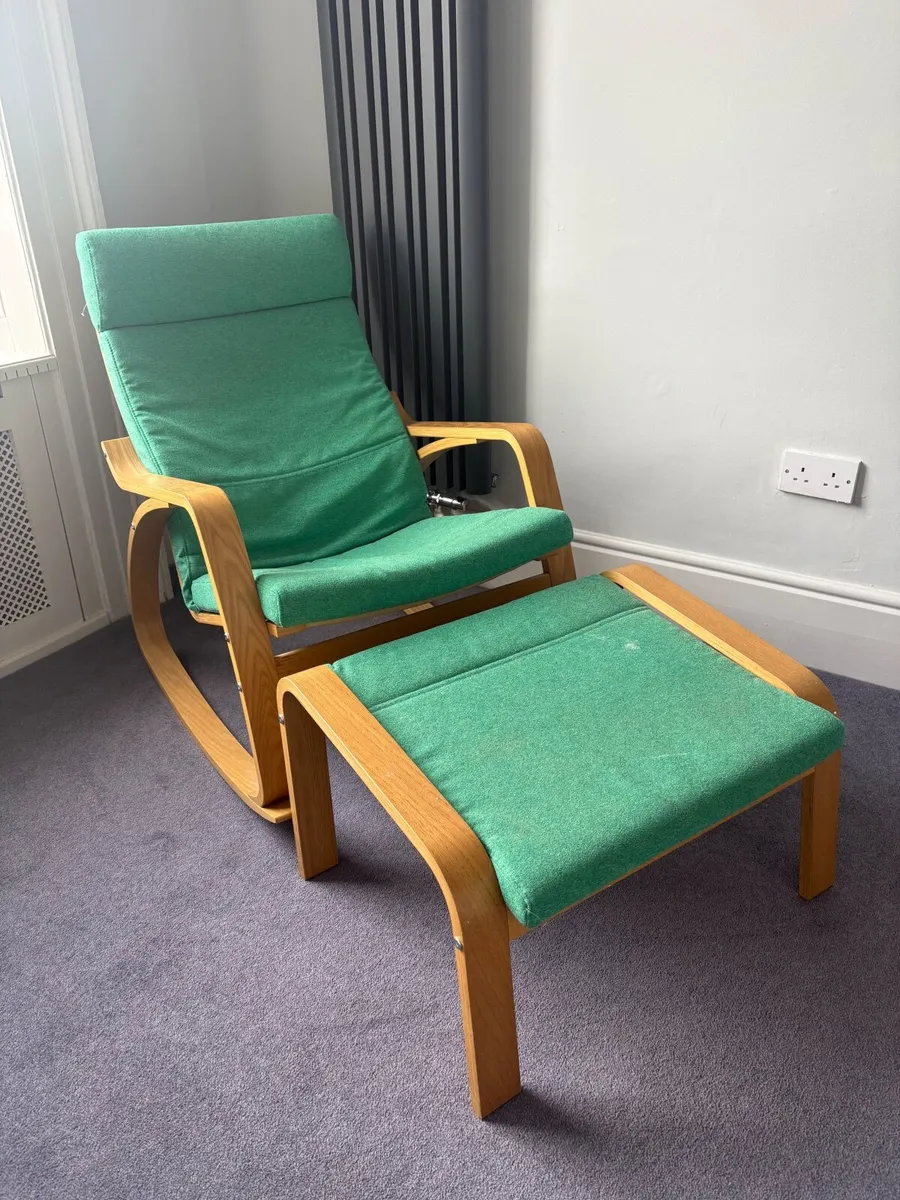 IKEA Poäng rocking chair and footstool - Image 3