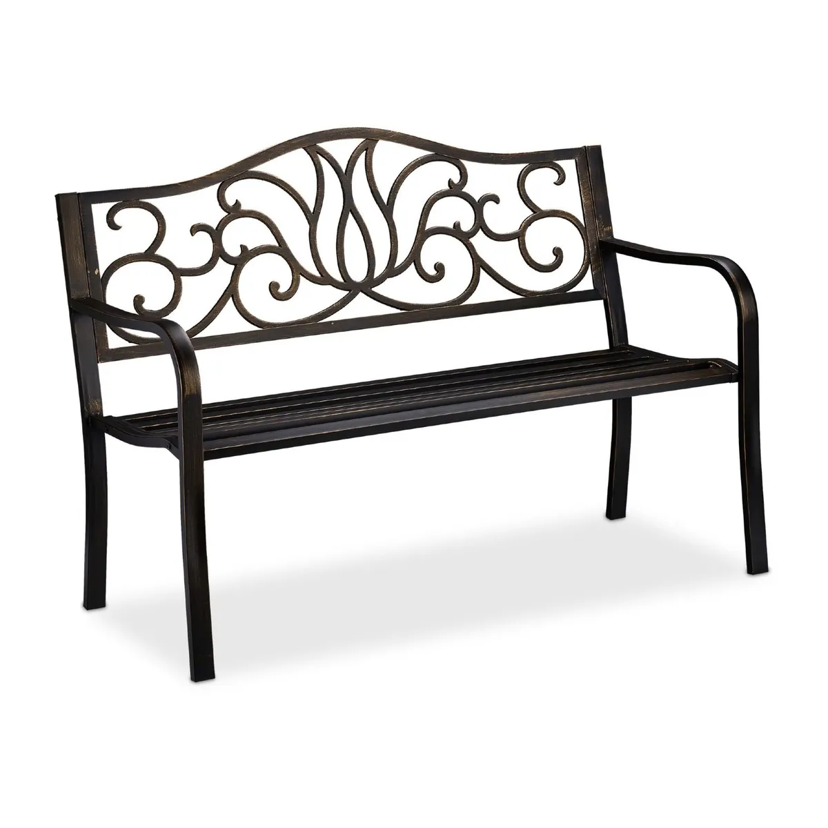 Black Bronze Metal Garden Bench 2 Seater Outdoor - Image 2