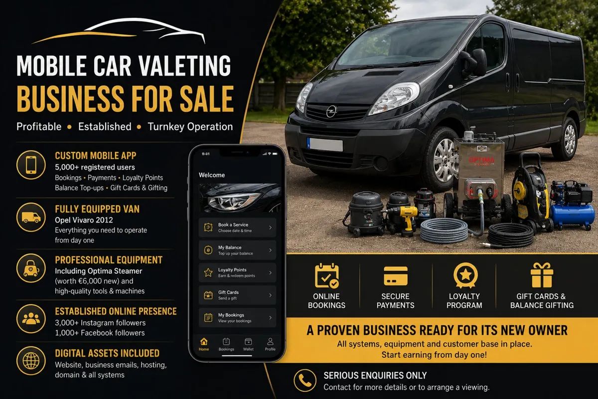 Mobile Car Valeting Business for Sale