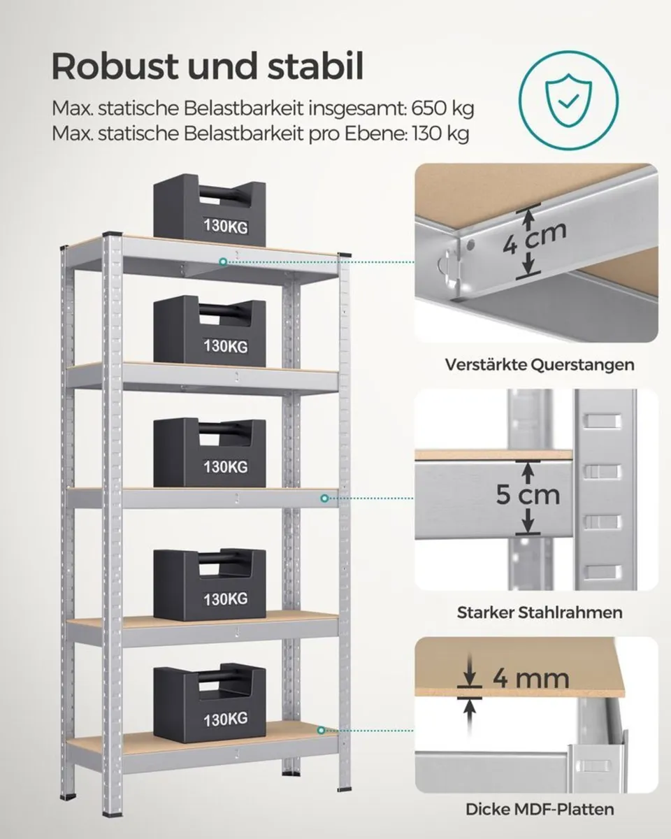 Set of 2 Heavy Duty Garage Storage Shelving Units - Image 3
