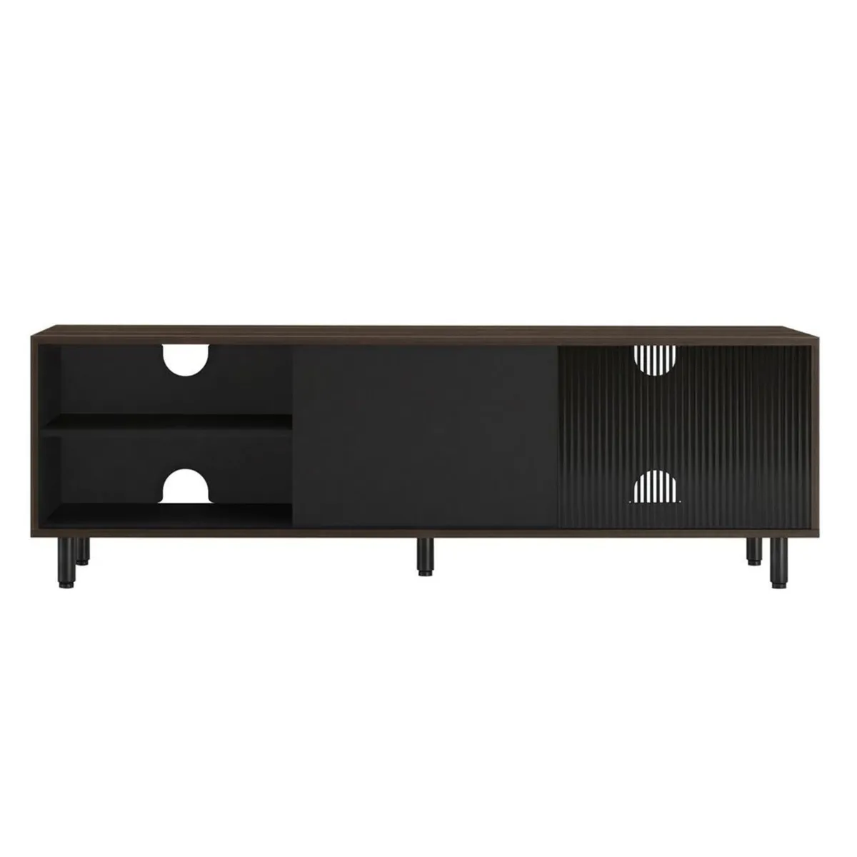 Modern TV Stand 140cm Fluted Glass Storage Cabinet - Image 3