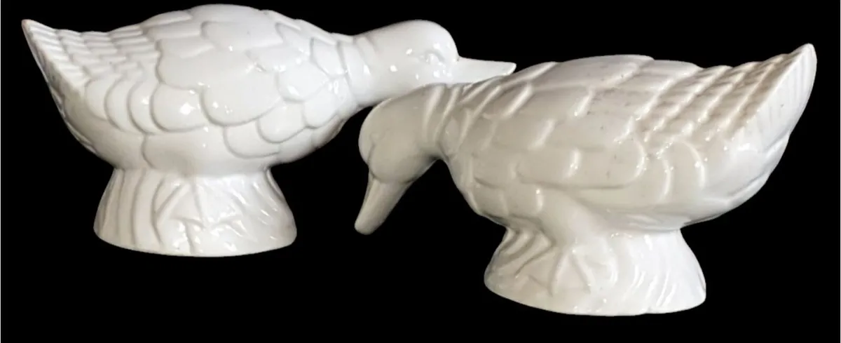 Vintage White Porcelain Bird Figurines-Pristine - Image 1