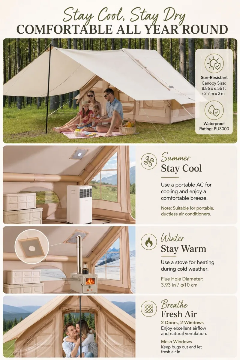 Inflatable Camping Tent 3 to 5 Person with Canopy - Image 3