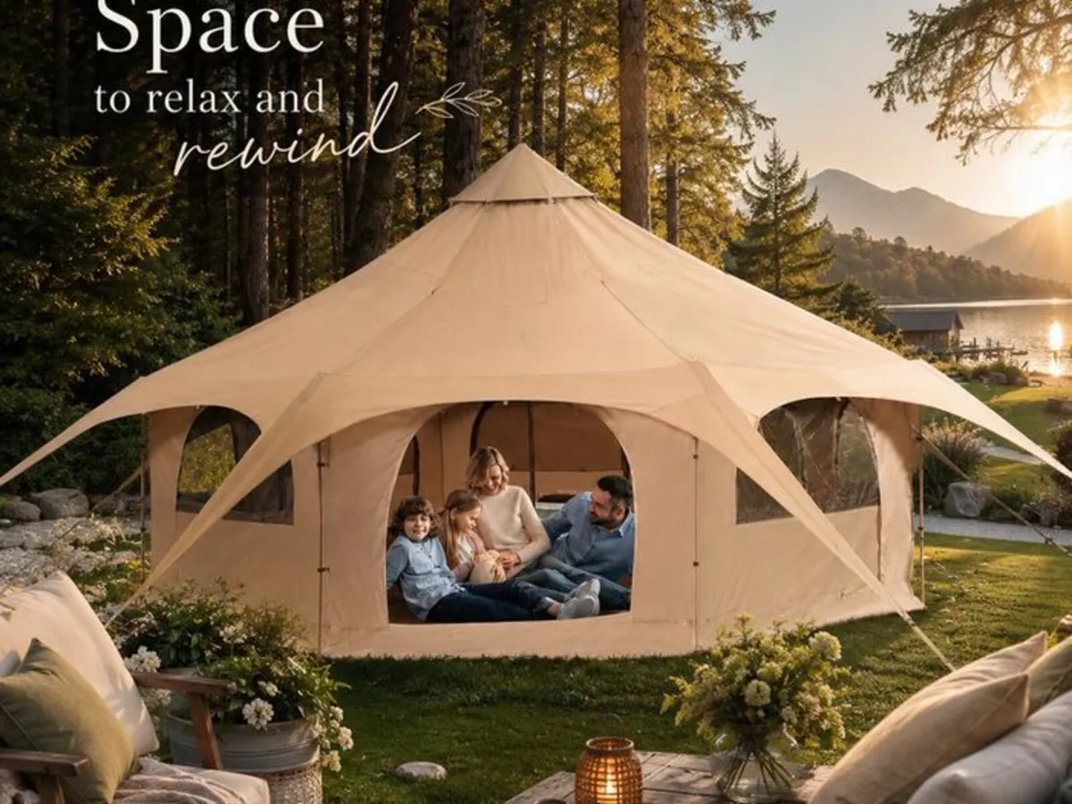 5m Canvas Bell Tent Luxury Glamping Tent with Stov - Image 4