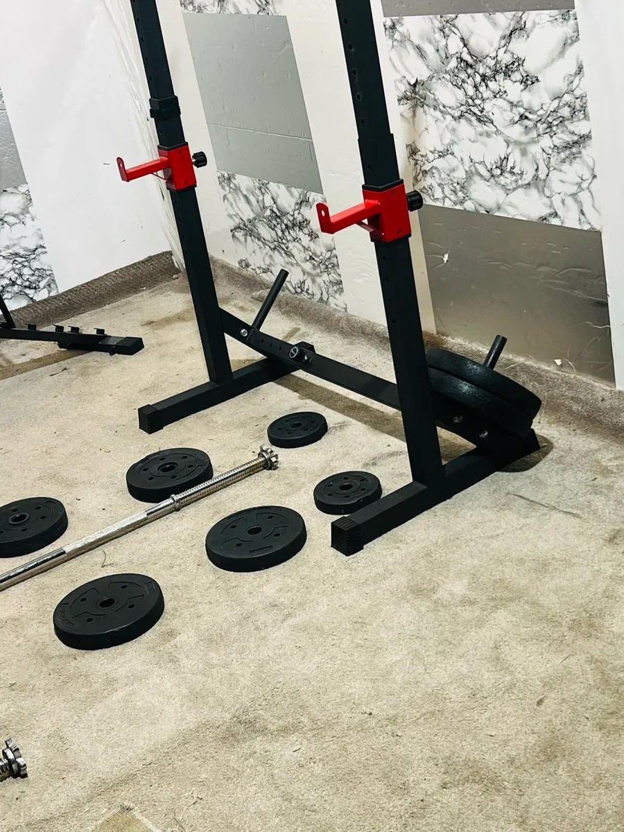 HOME WORKOUT 🏋️‍♀️ SET WEIGHTS RACK BENCH BAR ++ - Image 3
