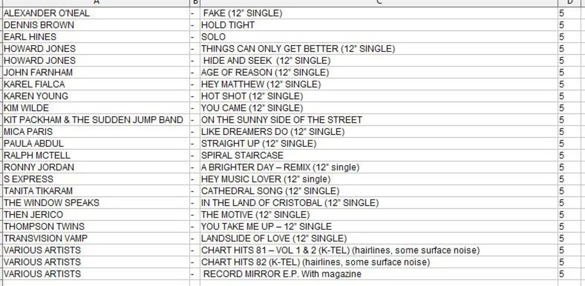 UPDATED LIST OF VINYL RECORDS FOR SALE - 70s & 80s - Image 1