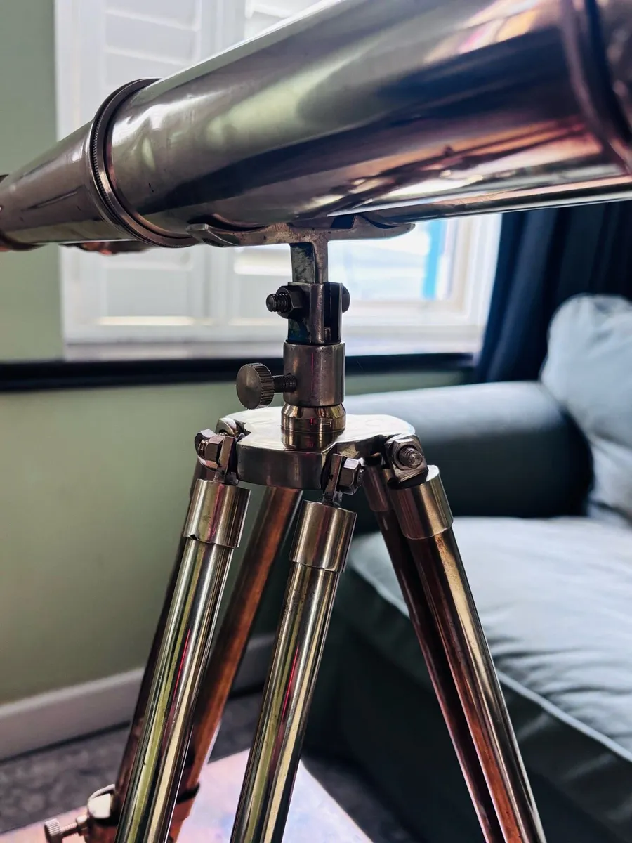Large Brass Double Barrelled Binocular Telescope - Image 2