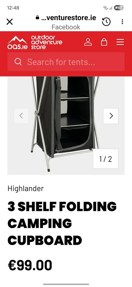Camping Cupboard New. 3 Shelf Folding - Image 1
