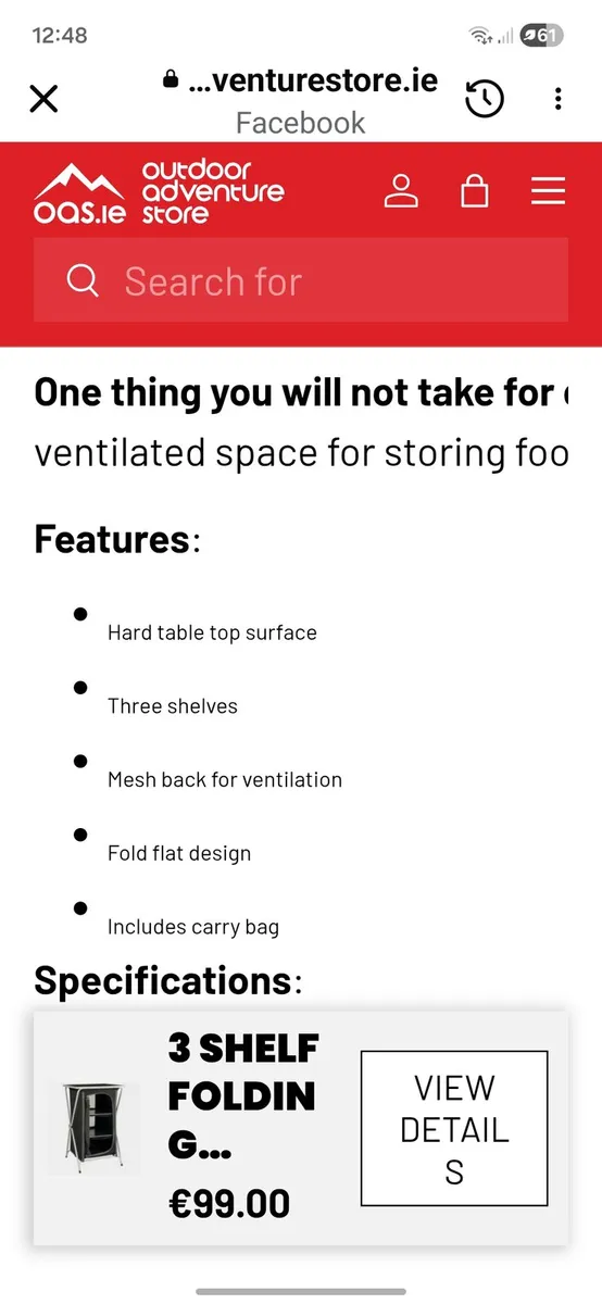 Camping Cupboard New. 3 Shelf Folding - Image 2