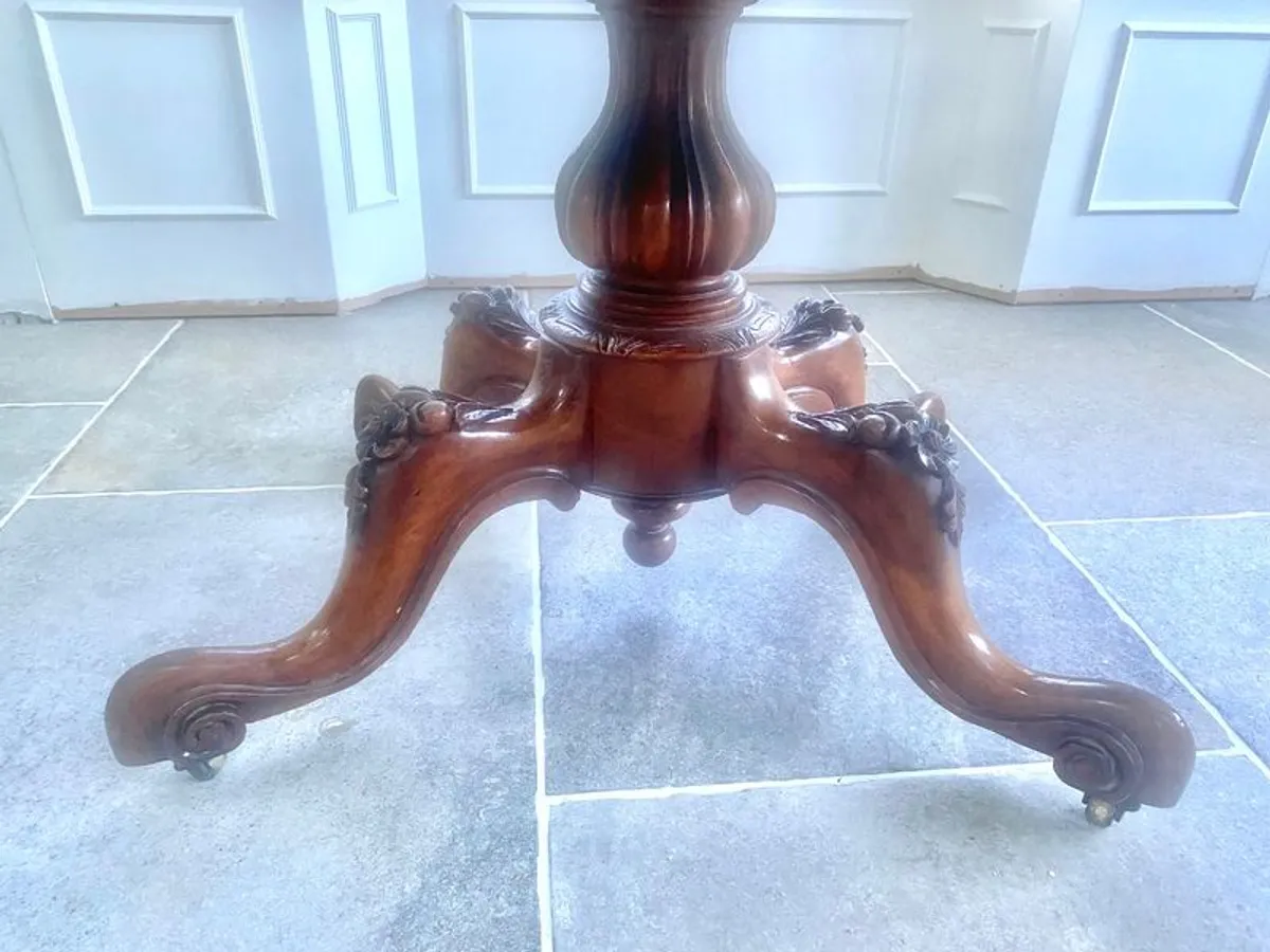 Antique burr walnut table and chairs - Image 2