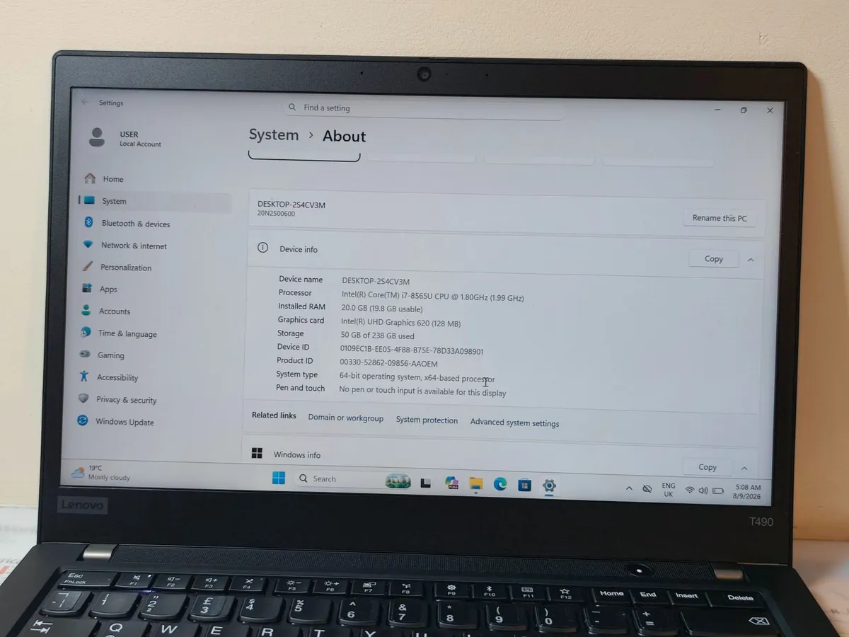 Lenovo ThinkPad T490 Intel i7 8th Gen | 20GB RAM | - Image 3