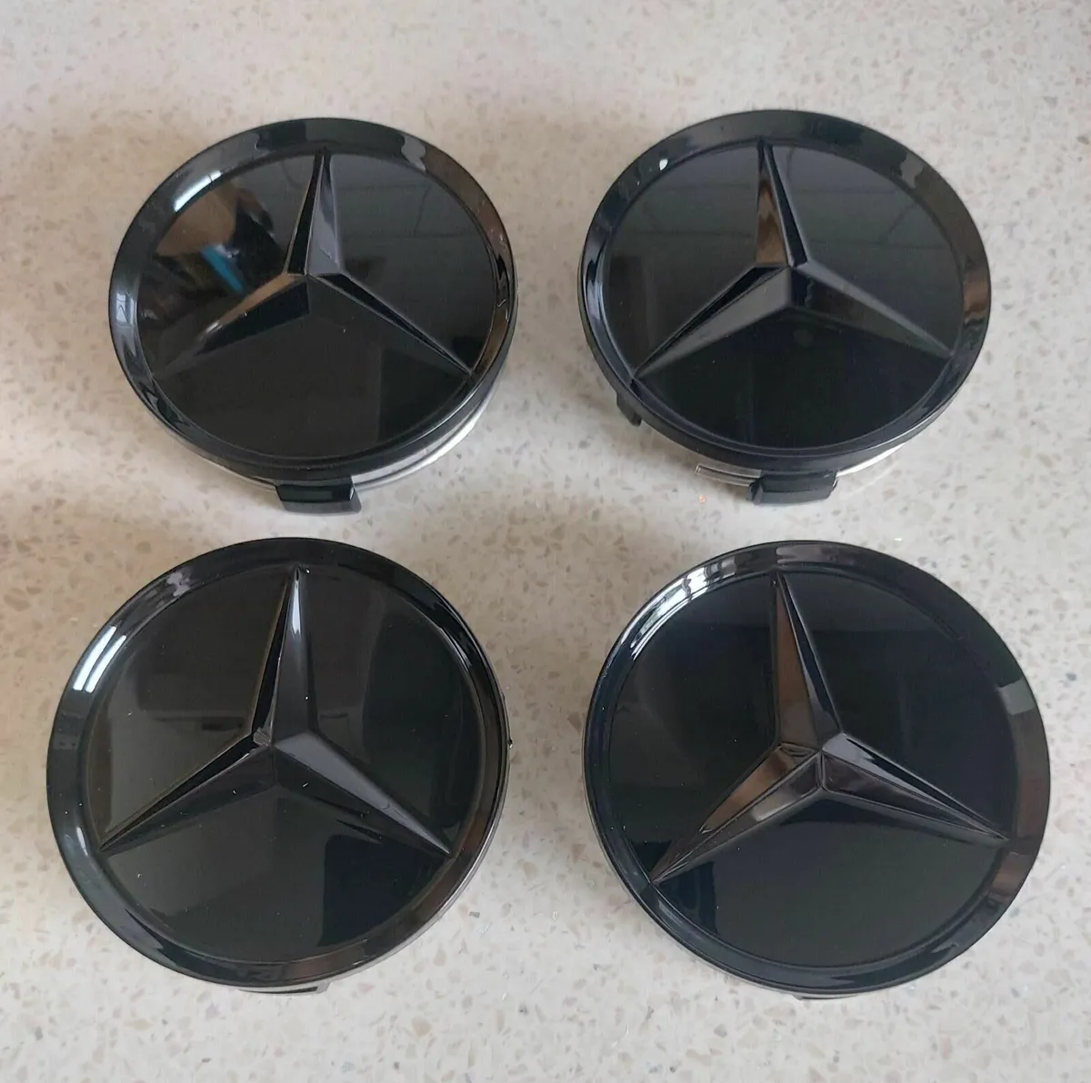 Chrome & Black Mercedes Caps - FREE POST - Image 1