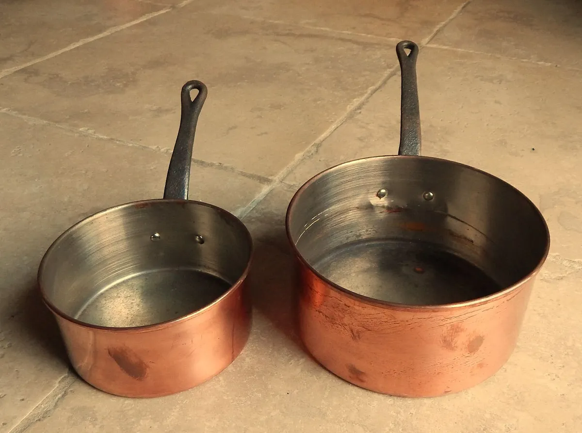 2 Hand Made Copper Saucepans - Image 4