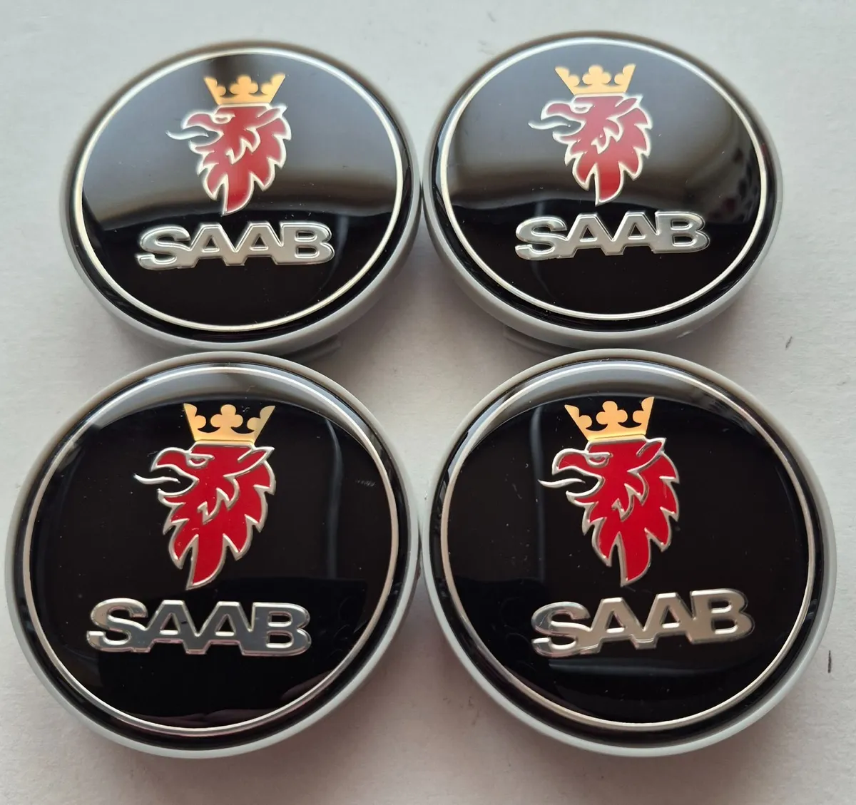 Saab black centre caps - FREE POST - Image 1