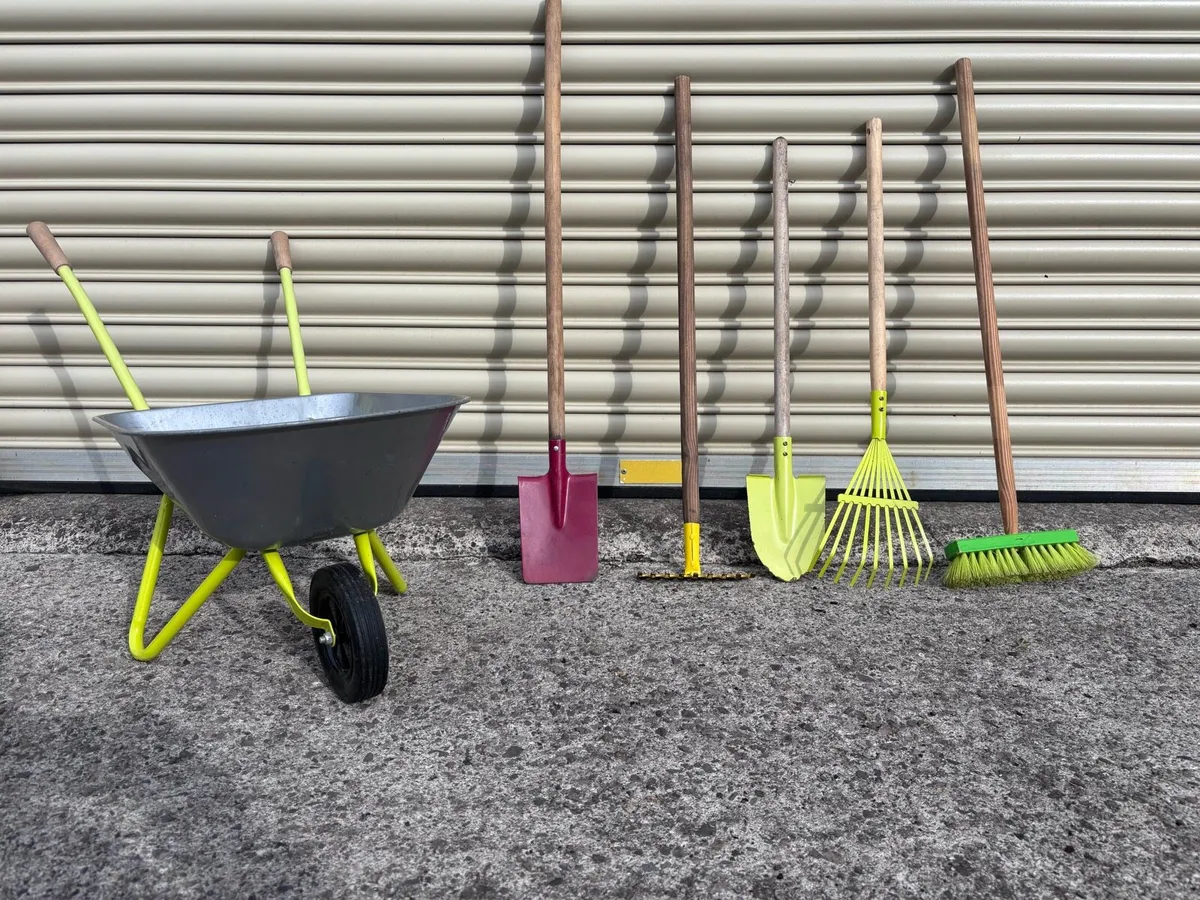 Child’s Steel Wheelbarrow & Gardening Tools - Image 2