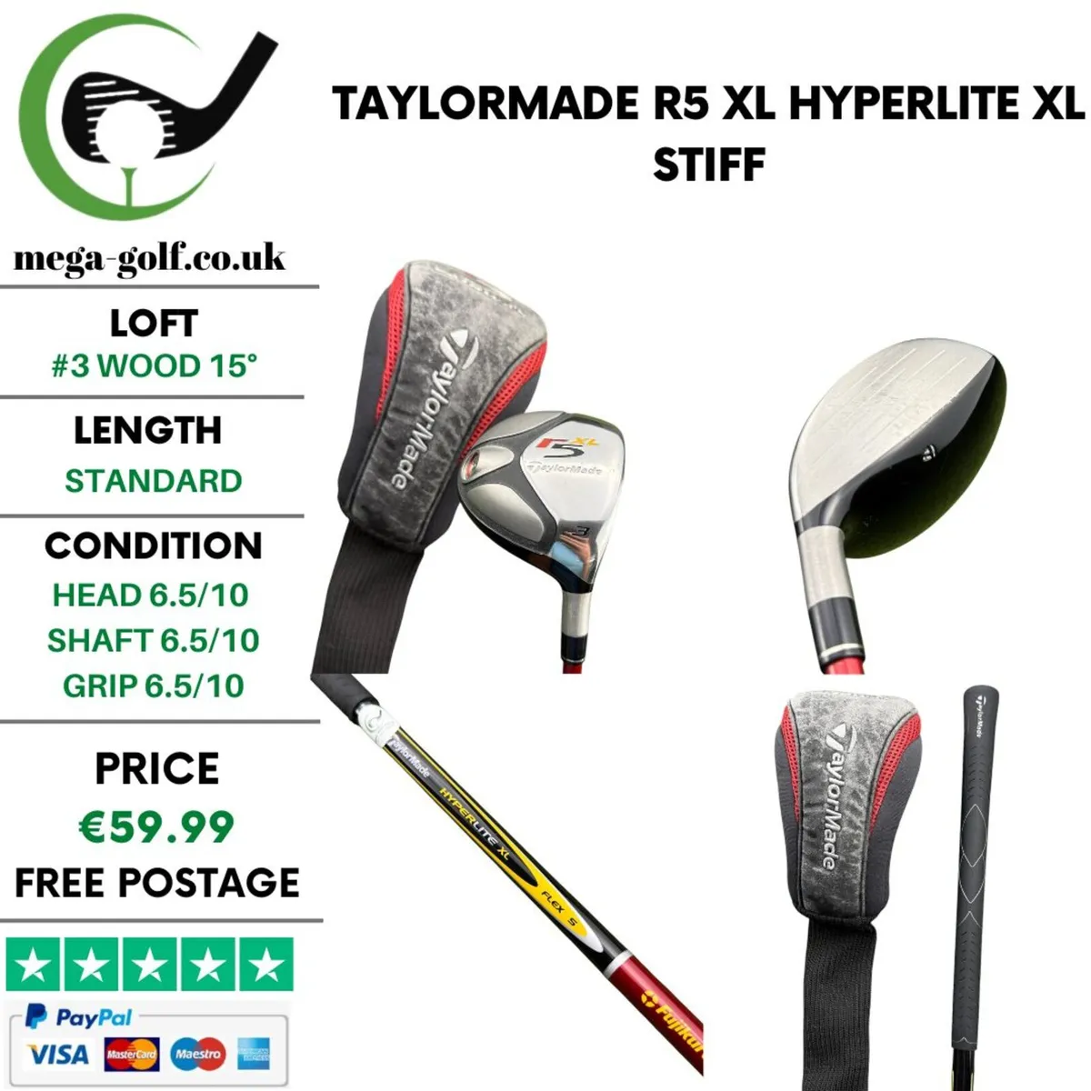 Taylormade R5 XL #3 Wood 15° / Hyperlite XL Stiff - Image 1