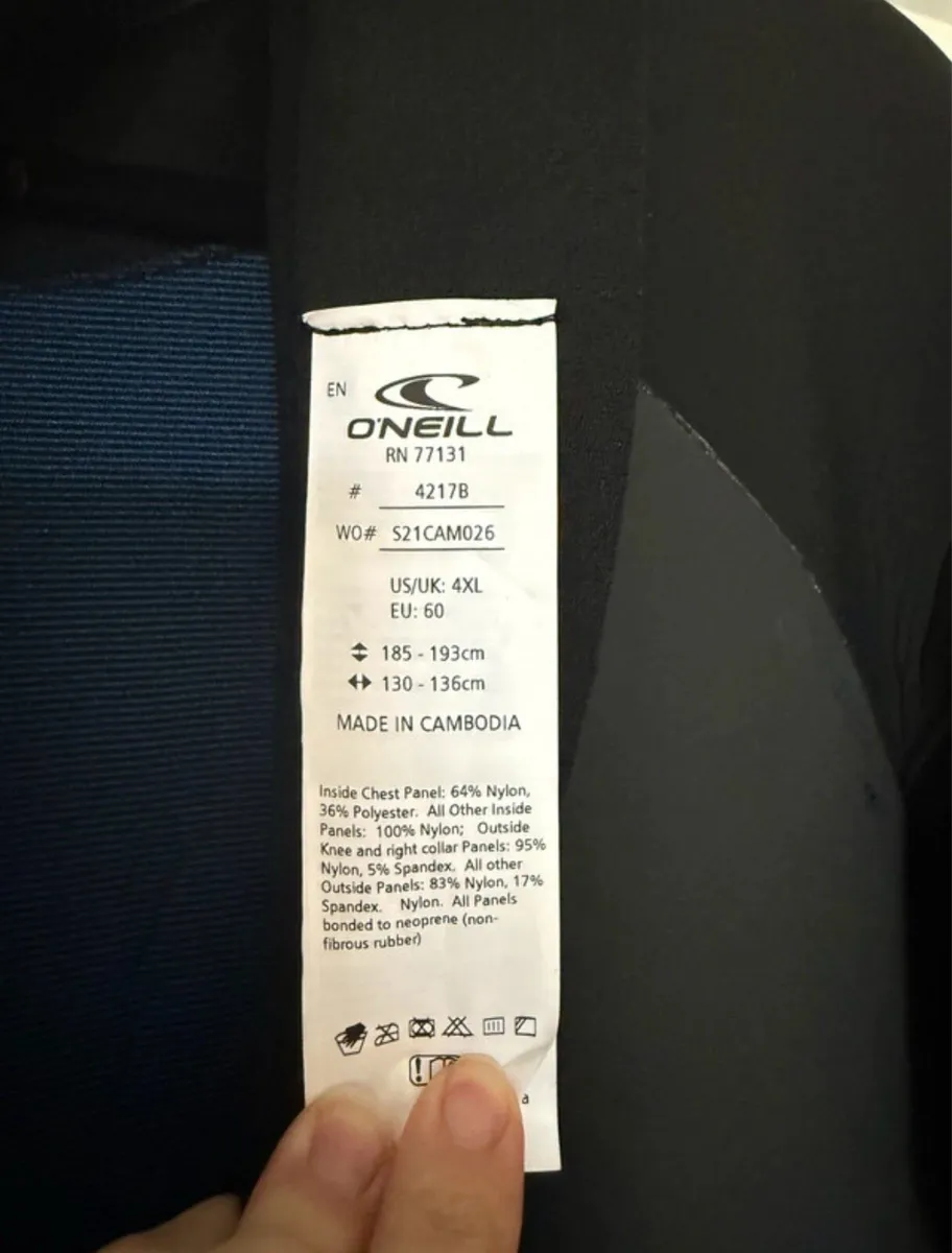 4XL Men's O'Neill Epic Back Zip 5/4mm Wetsuit - Image 3