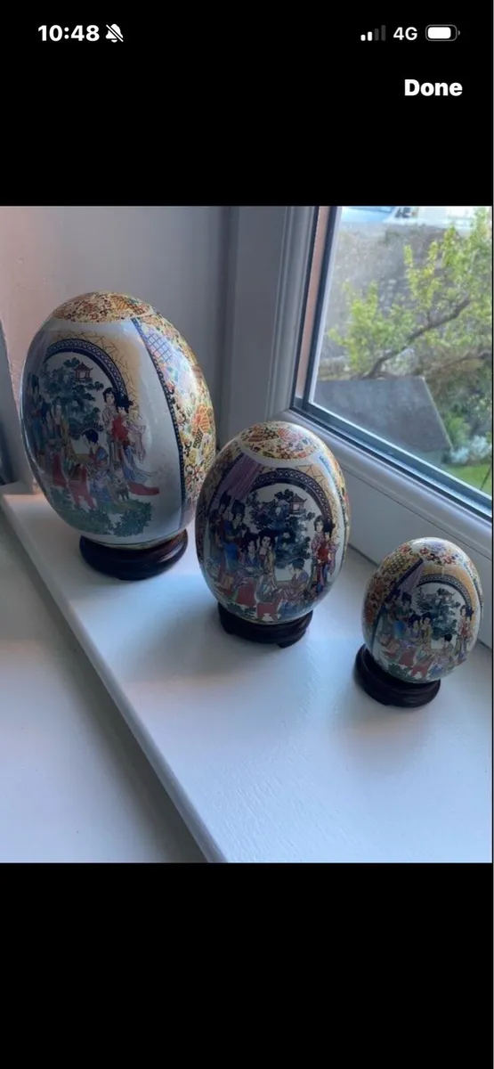 Vintage Chinese Porcelain Egg Set - Image 1