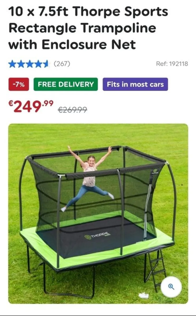 10ft x 7.5ft Rectangular Trampoline - Image 4