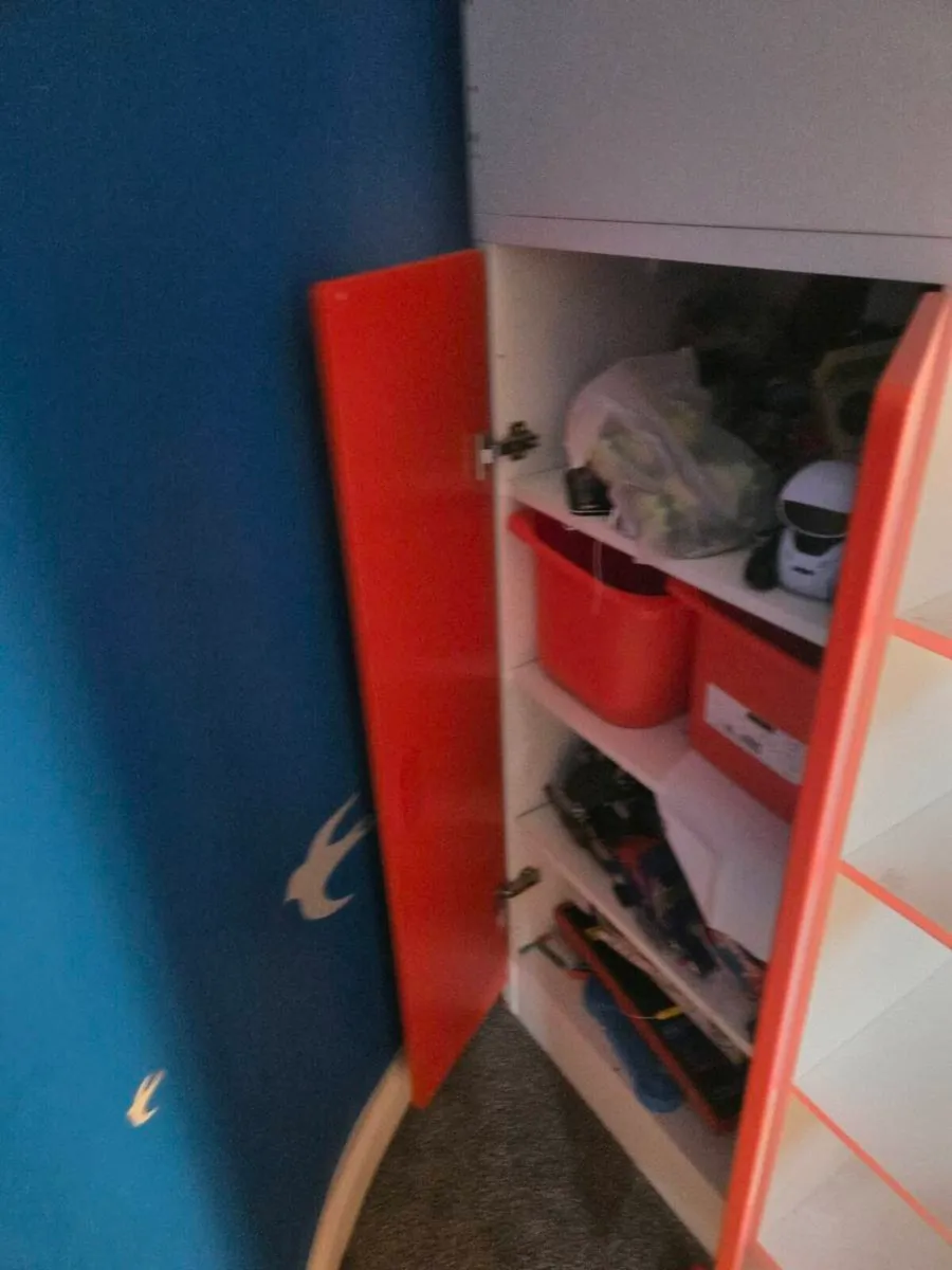 Kids loft bed with desk and storage - Image 4