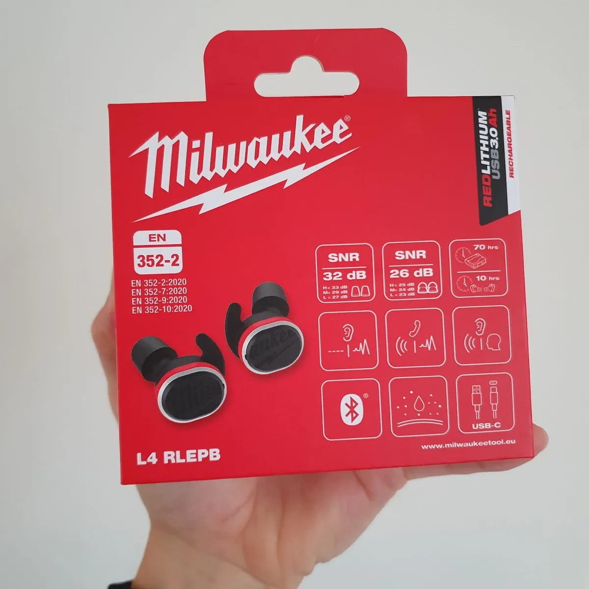Milwaukee REDLITHIUM, Bluetooth Jobsite Ear Buds - Image 1