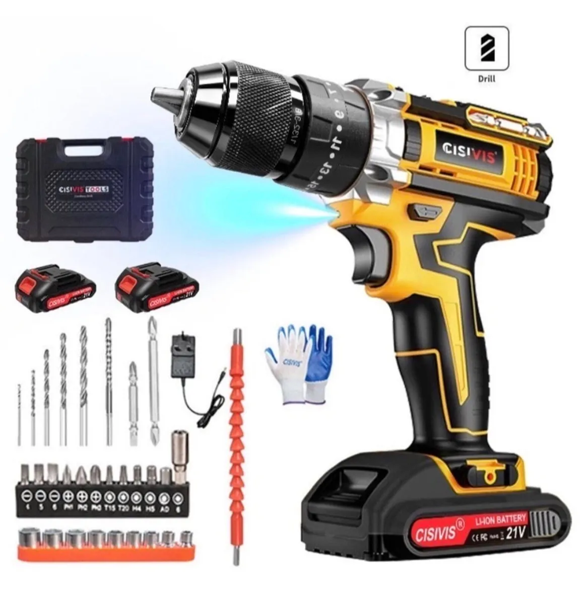 New 21v Cordless Combi Drill Screwdriver +2 Batter - Image 1